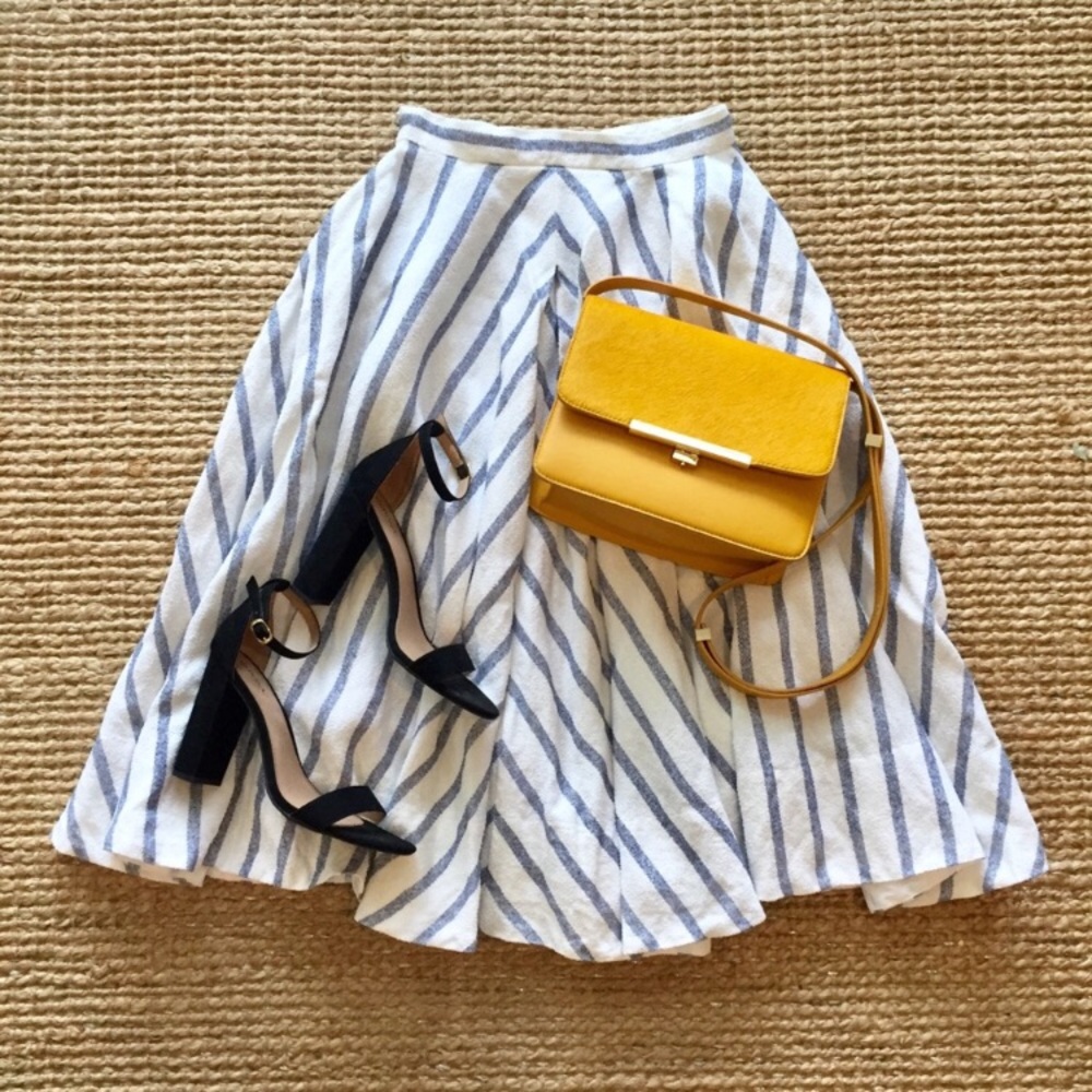 Thierry Colson Biarritz Spunga Striped Linen Skirt